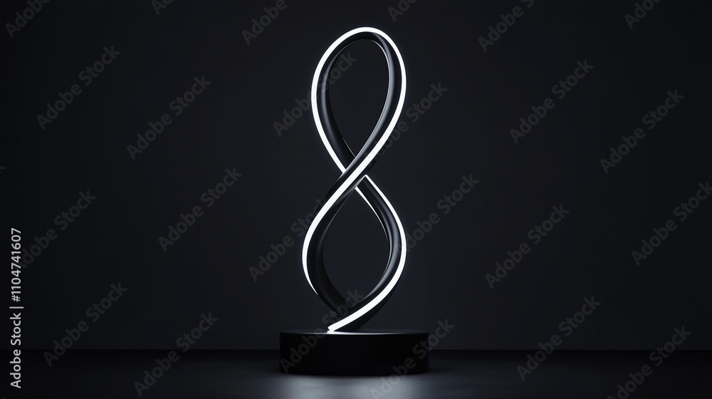 Abstract illuminated infinity symbol lamp on a dark background. Abstract illuminated infinity symbol lamp on a dark background.