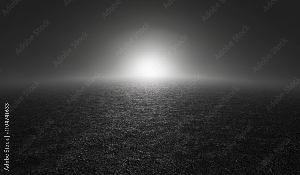 Obraz premium Foggy Desolate Landscape with Glowing Light Source Textured Background Rough Grunge Abstract Studio Space