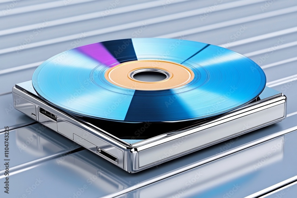 A minimalist image of a CD partially inserted into a player, surrounded by negative space and clean lines A minimalist image of a CD partially inserted into a player, surrounded by negative space and clean lines