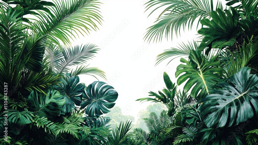 Lush Tropical Foliage Exotic Jungle Leaves Green Plants Summer Paradise Background Lush Tropical Foliage Exotic Jungle Leaves Green Plants Summer Paradise Background