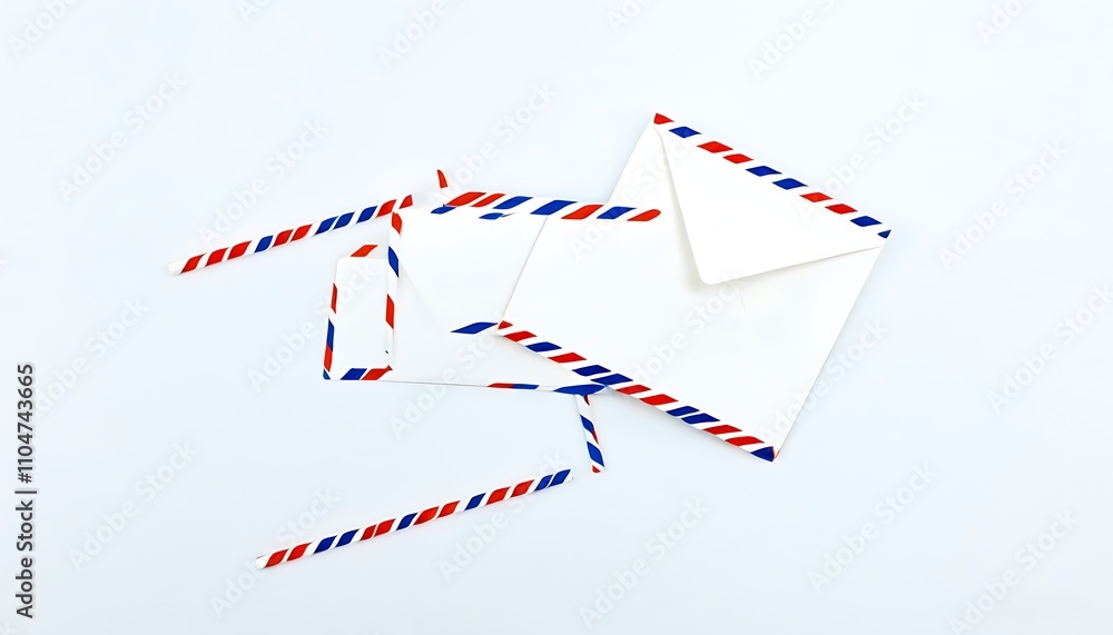Stylish envelopes arranged with red, white, and blue color scheme. Stylish envelopes arranged with red, white, and blue color scheme.