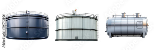 Industrial Storage Tanks in Various Designs Isolated on transparent background png