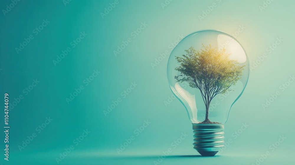 Illuminated Tree Inside Light Bulb Concept Illuminated Tree Inside Light Bulb Concept