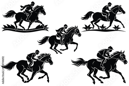a man and a Horse race silhouette bundle