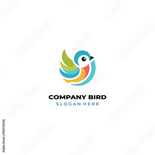 simple colored little bird logo for brand