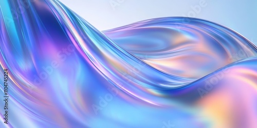 Abstract Iridescent Flowing Shapes in Blue Purple and Pink with Depth and Motion