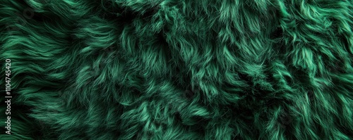 Deep Emerald Green Fur Texture Soft Plush Shag Carpet Background