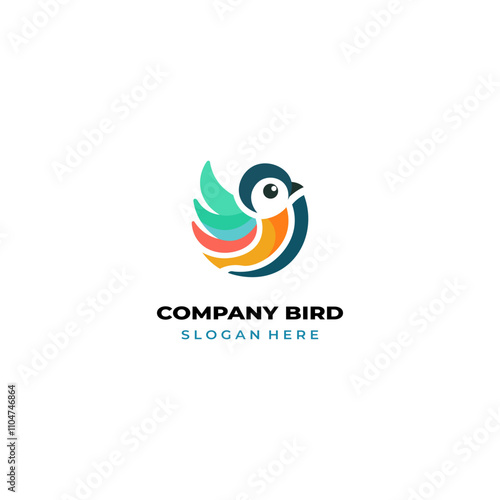 simple colored little bird logo for brand