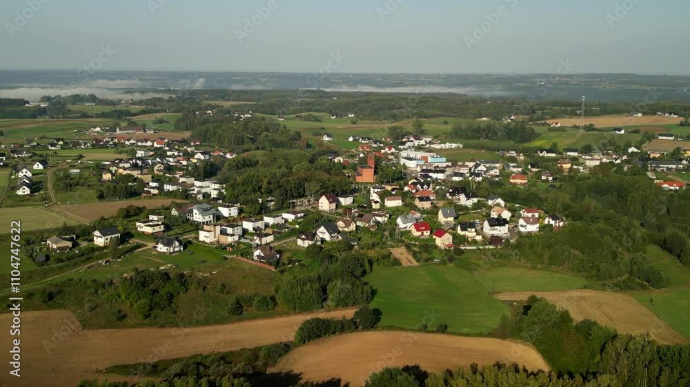 The aerial view on Brodnica Gorna in the Kashubia ethnocultural region, Poland. The aerial view on Brodnica Gorna in the Kashubia ethnocultural region, Poland.