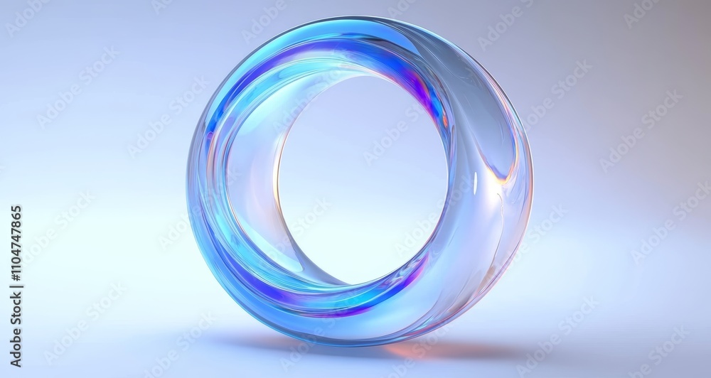 Fototapeta premium Futuristic Circular Holographic Object with Blue and Purple Gradient in Minimalist Design