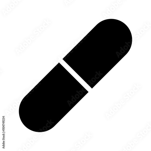 medicine pill, medicine capsule, vector icon, black line white background