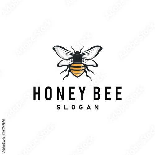 Organic honey bee logo design retro vintage concept bee animal premium template bumblebee photo