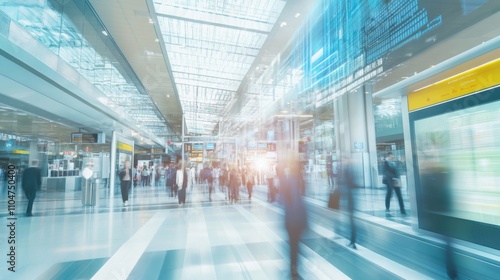 A high-tech smart transportation hub  modern urban setting with advanced ticketing systems and real-time transit information displays  Transportation style