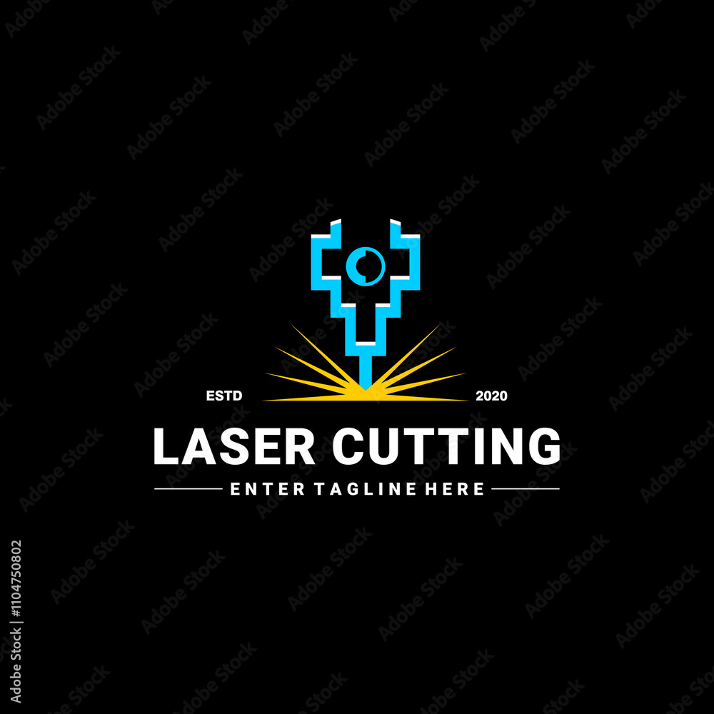 Fototapeta premium Laser Cutting logo design, laser cutting vector, vintage laser cutting