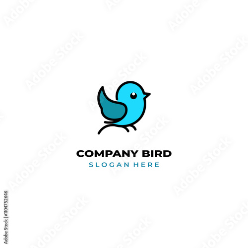 simple colored little bird logo for brand