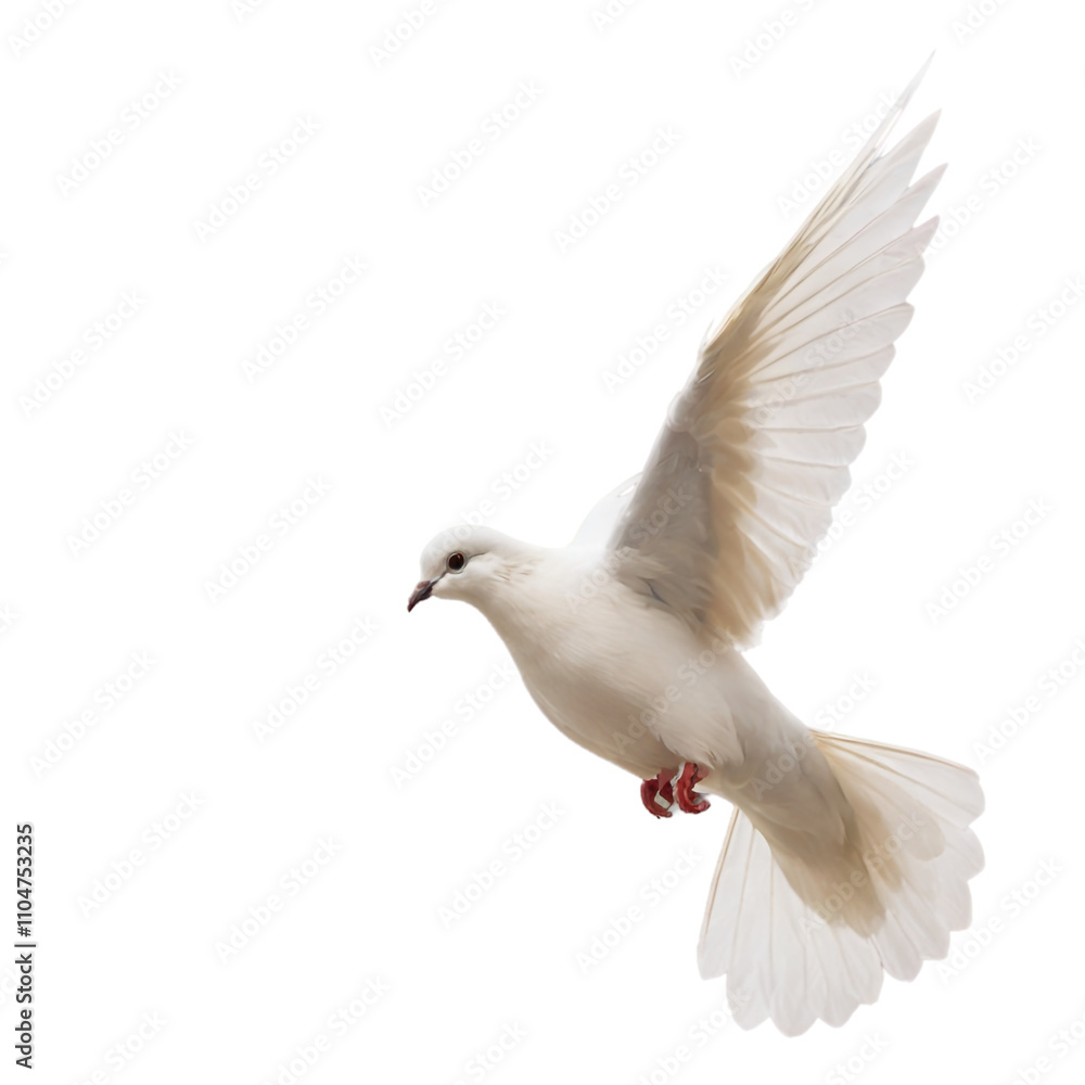 White dove in flight against a plain background during daylight hours White dove in flight against a plain background during daylight hours