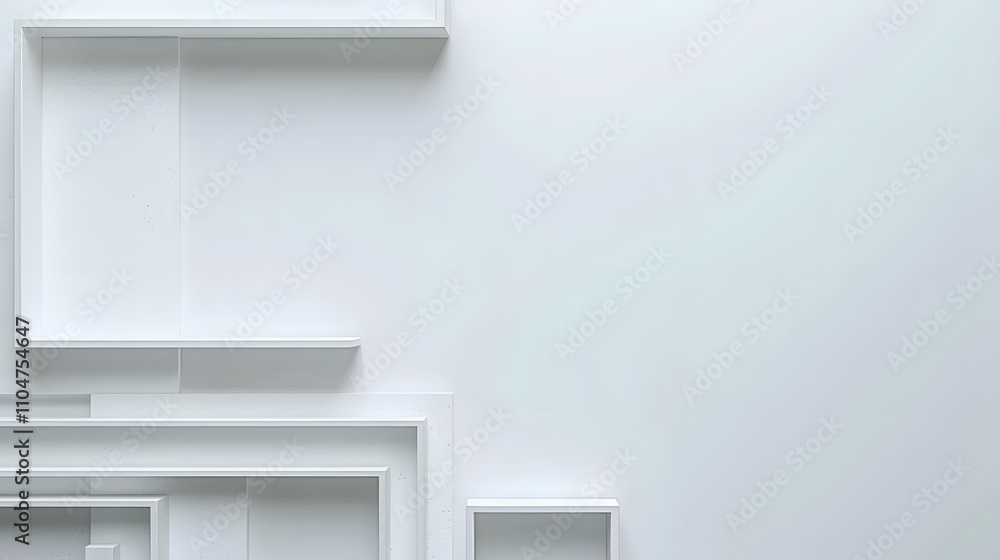 Abstract white geometric shapes on a white background. Abstract white geometric shapes on a white background.