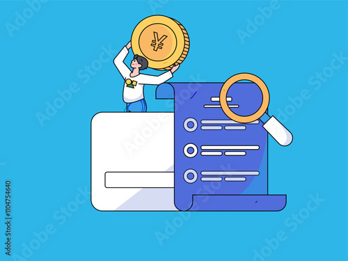 Credit card bill character flat vector concept operation hand drawn illustration
