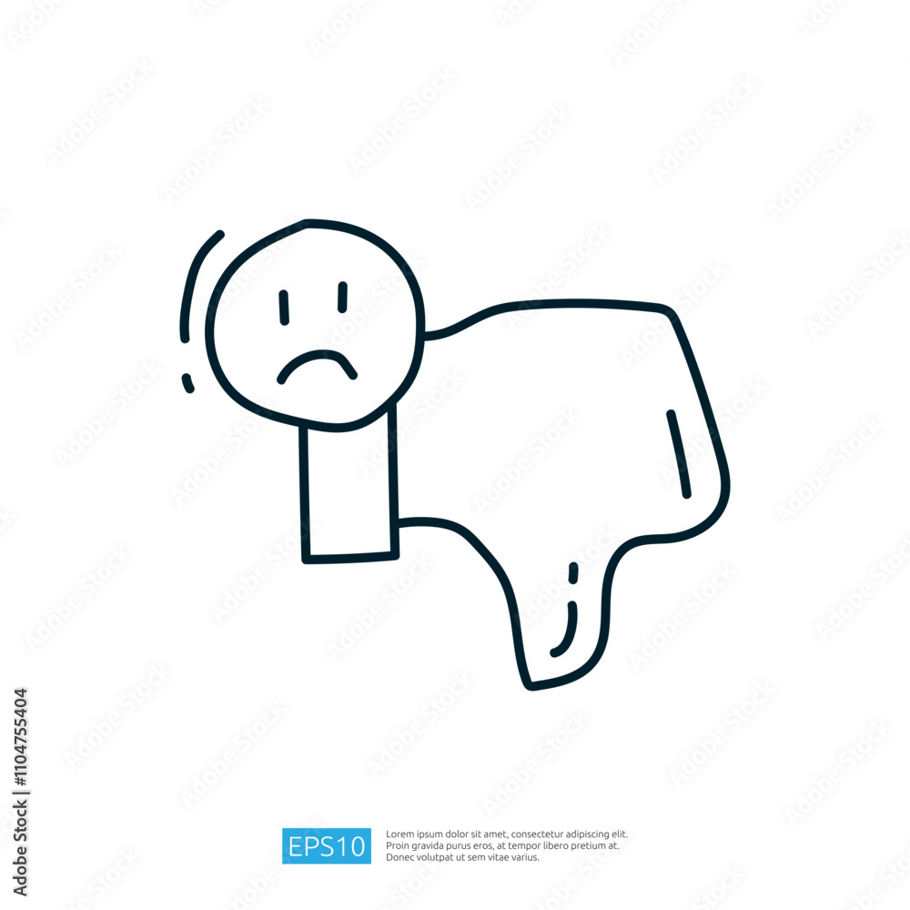 A simple line drawing of a sad face, with a drooping body, conveying a sense of disappointment or sadness. A simple line drawing of a sad face, with a drooping body, conveying a sense of disappointment or sadness.