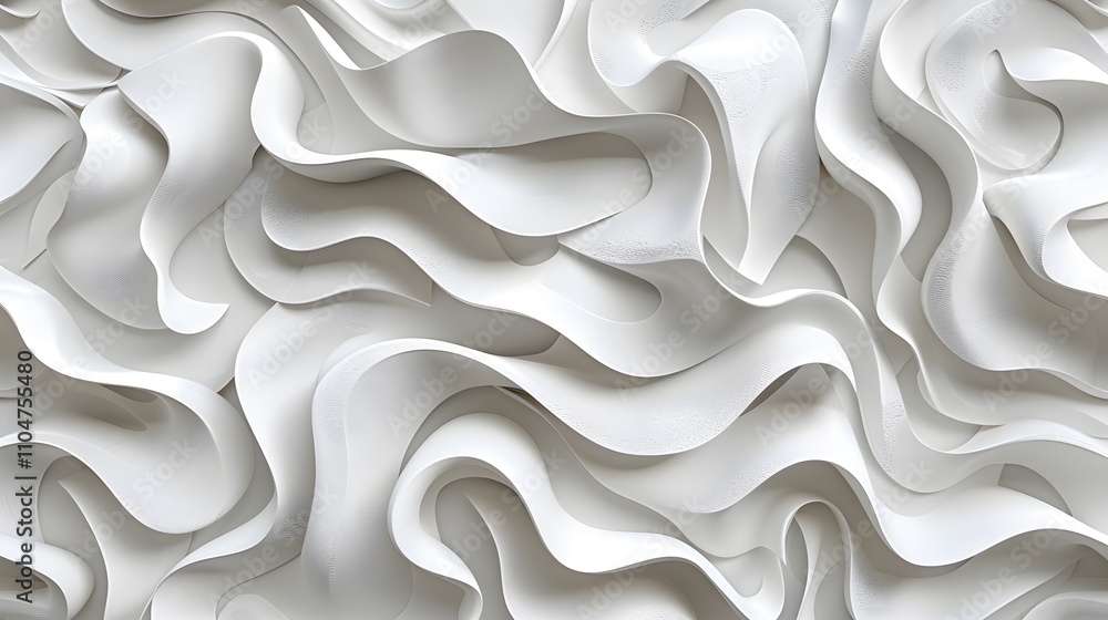 Fototapeta premium Abstract white wavy surface texture.