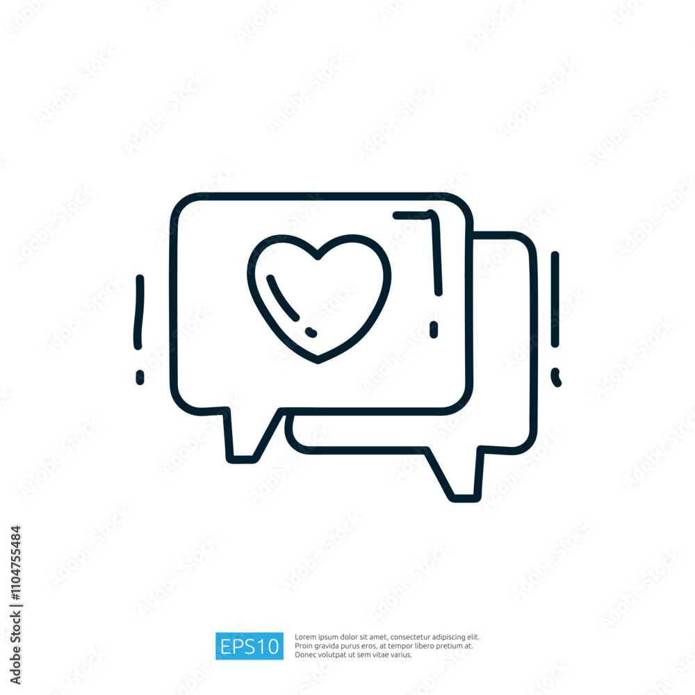 The image features two speech bubbles with a heart symbol, representing communication and affection. It suggests a theme of love or positive interaction. The image features two speech bubbles with a heart symbol, representing communication and affection. It suggests a theme of love or positive interaction.