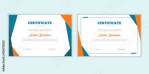 Flat design modern certificate template for corporate or awards. For creative award, business, and education needs