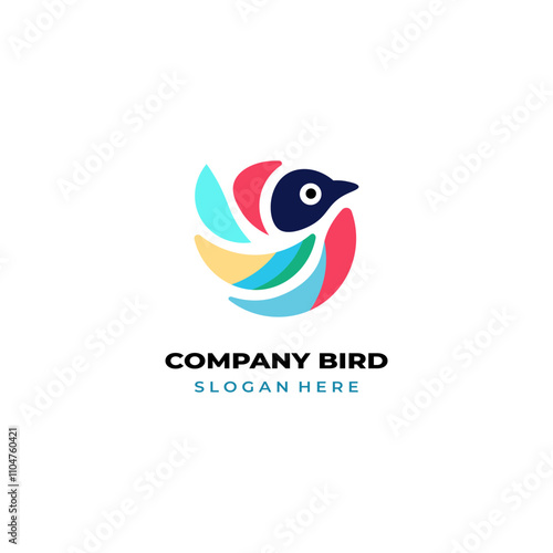 simple colored little bird logo for brand