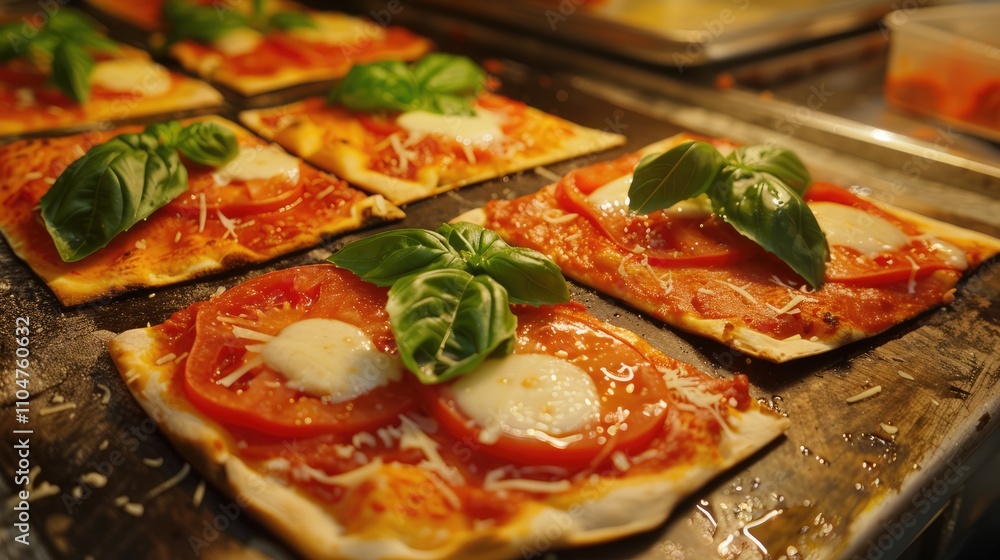 Fried pizza - a Neapolitan street food with tomato, cheese, basil Fried pizza - a Neapolitan street food with tomato, cheese, basil