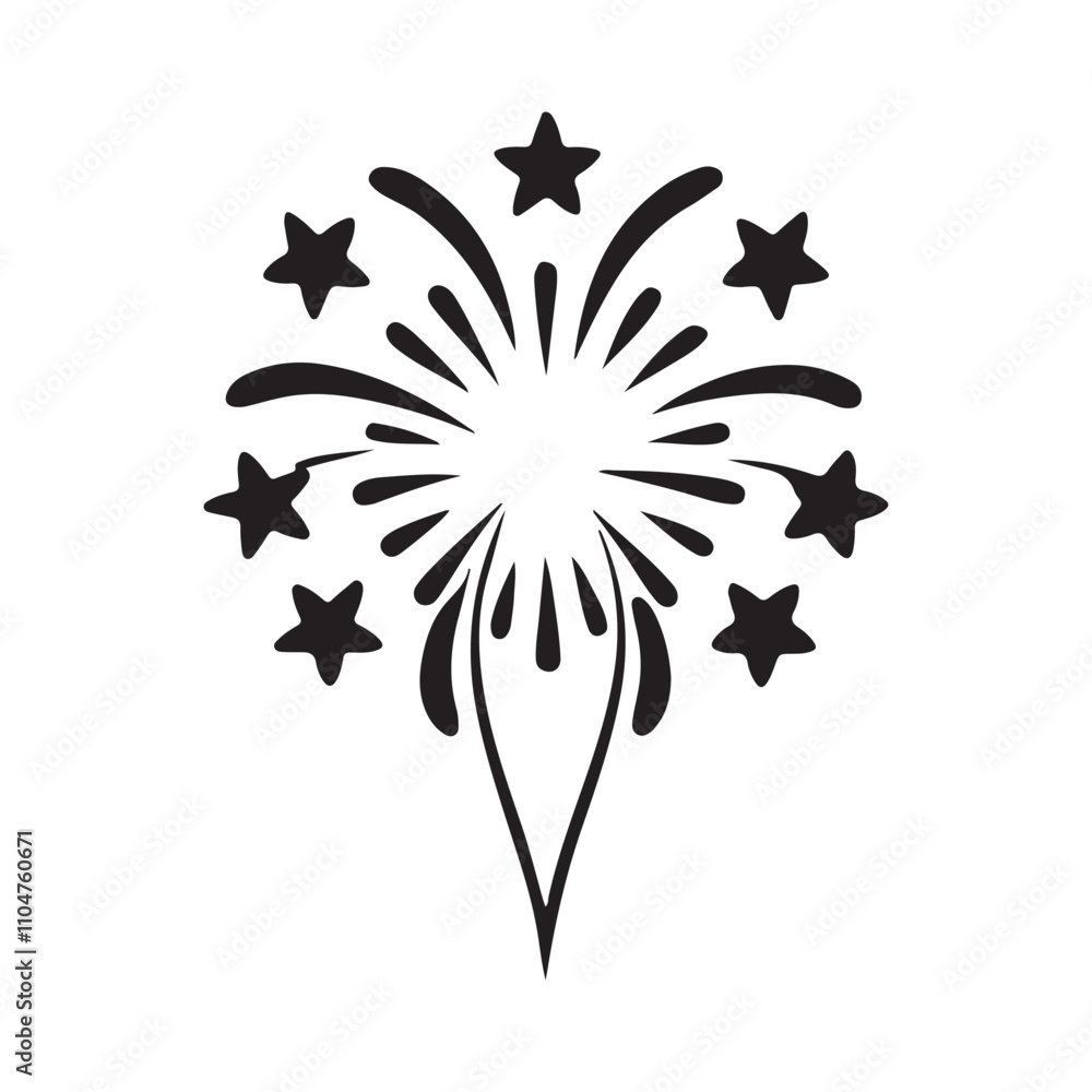 Obraz premium Christmas Firework Designs - Vector Silhouettes Illustration.