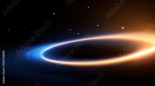 Abstract cosmic swirl in vibrant blue and orange