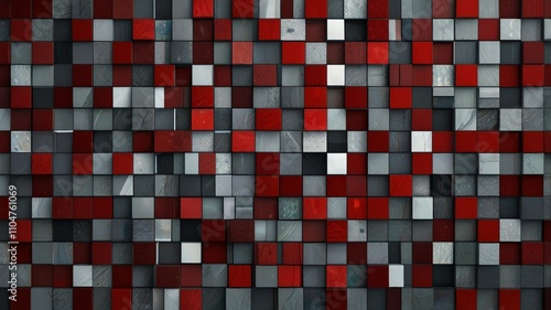 Abstract red and gray mosaic.  AI-generated geometric pattern.  Digital art texture.  Perfect for backgrounds, websites, and design projects.  High resolution image.