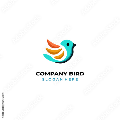 simple colored little bird logo for brand
