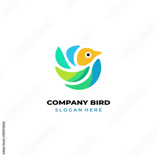 simple colored little bird logo for brand