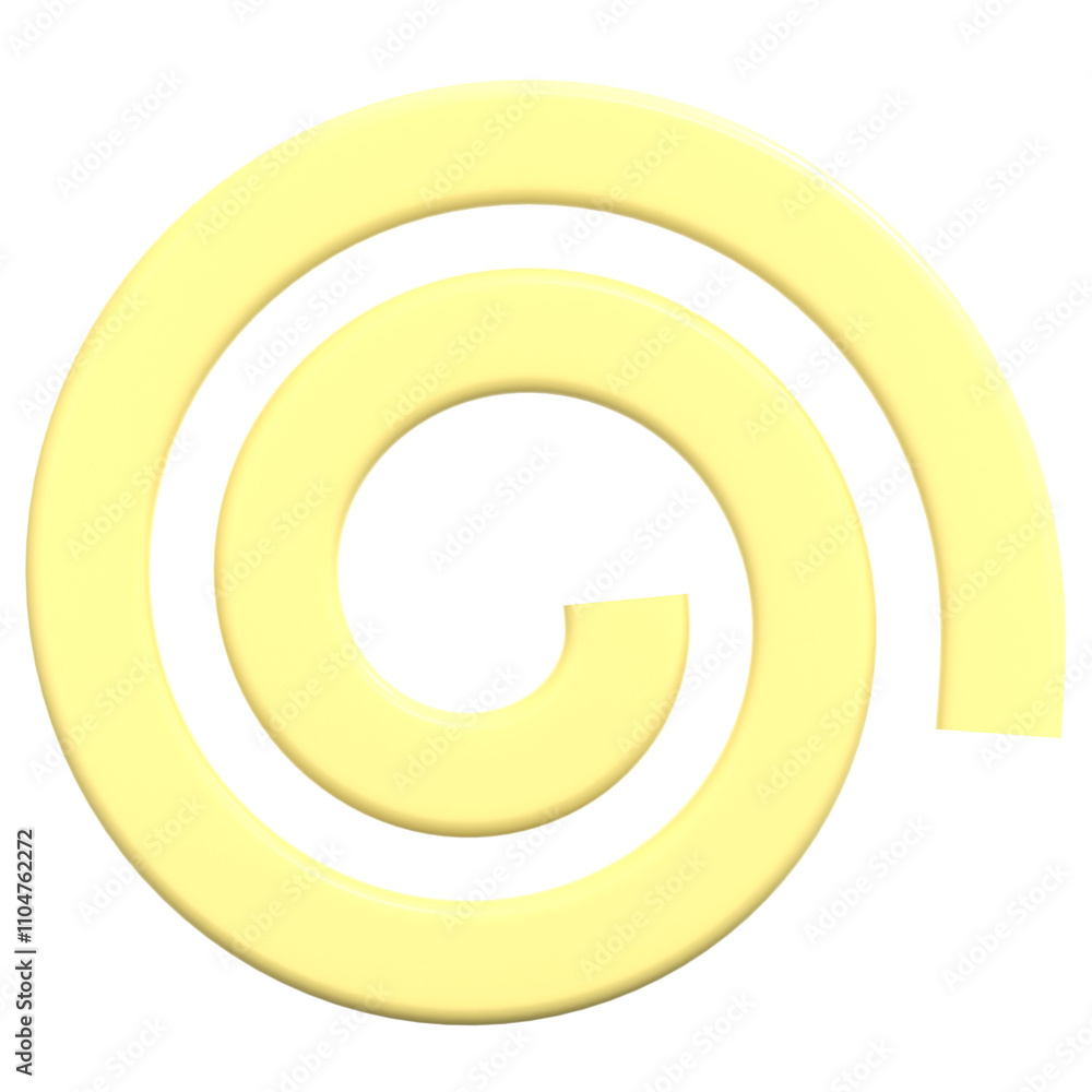 Fototapeta premium Light Yellow Spiral Geometry Color 3D Icon Illustration. Low Poly Style
