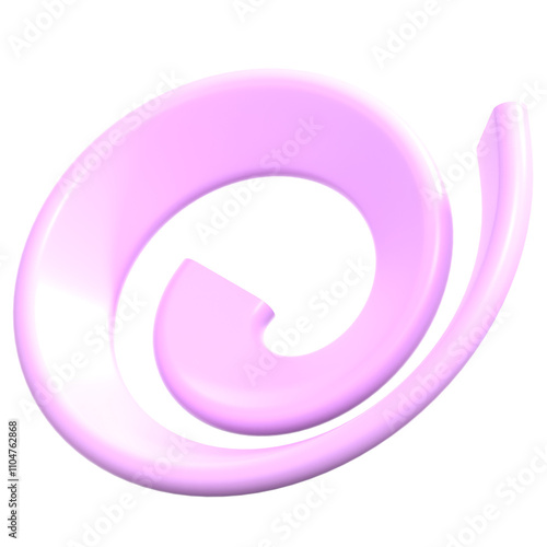 Light Pink Spiral Geometry Color 3D Icon Illustration. Low Poly Style