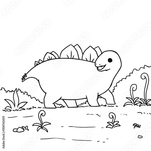 Stegosaurus Coloring Page Outline For Children
