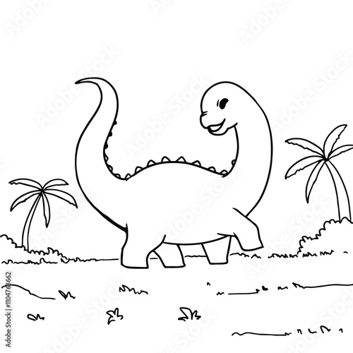 Diplodocus Coloring Page Outline For Children