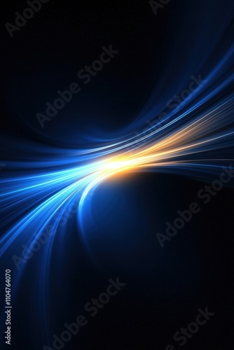 Vibrant blue and orange light swirl abstraction.