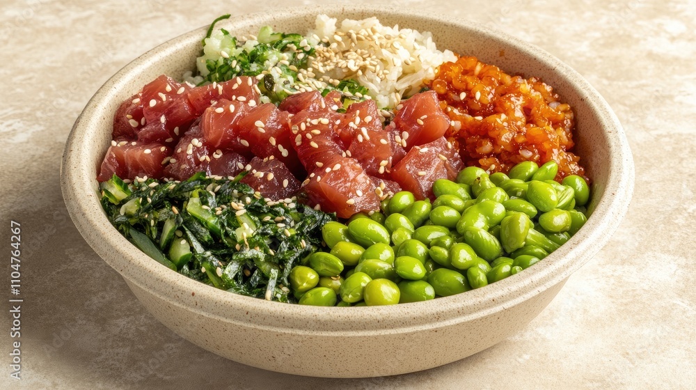 Fresh Healthy Bowl with Tuna, Edamame, Seaweed, and Rice Fresh Healthy Bowl with Tuna, Edamame, Seaweed, and Rice