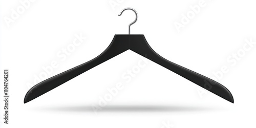 Black wooden clothes hanger isolated on white background.
