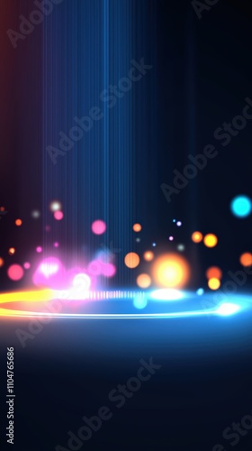 Vibrant abstract light patterns with glowing orbs