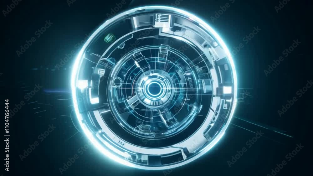 Futuristic Technology Interface with Glowing Circular Elements Futuristic Technology Interface with Glowing Circular Elements