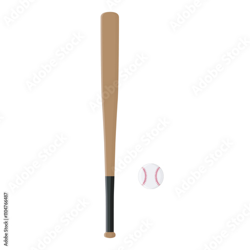 Wooden baseball bat vector illustration on white background. Baseball is a popular sport. Baseball collection.