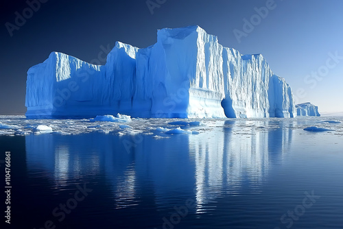 Wallpaper Mural A dramatic Arctic landscape with towering icebergs reflected in calm, icy waters under a pale winter sky Torontodigital.ca