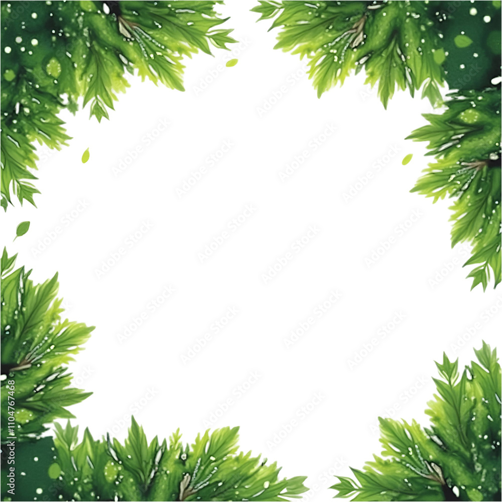 Green tree border, green leaves border frame transparent background Green tree border, green leaves border frame transparent background