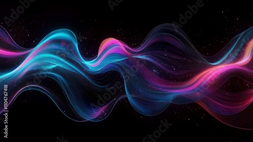 Abstract Digital Art Neon Waves Motion Fluid Colourful Iridescent Holographic Background Design