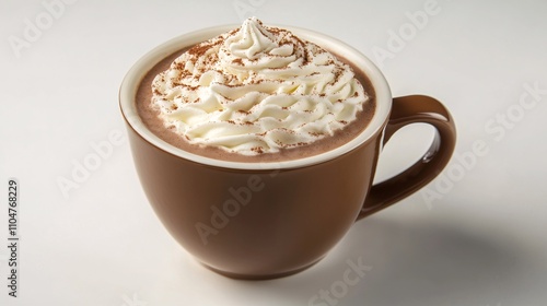 A cup of hot chocolate topped with whipped cream