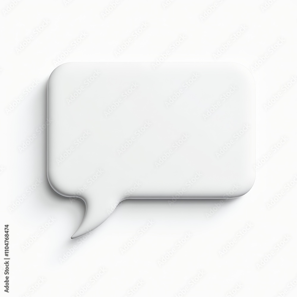 Minimalistic white speech bubble icon on a clean white background. Minimalistic white speech bubble icon on a clean white background.