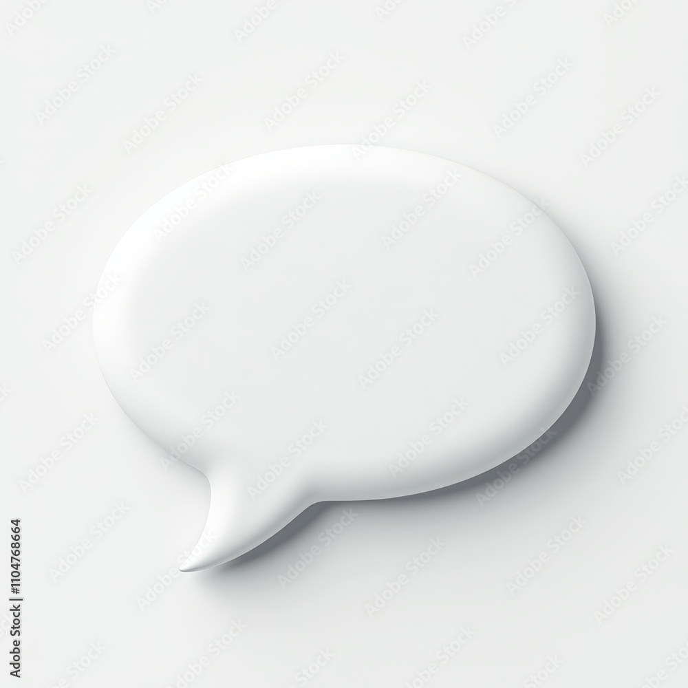 Minimalist white speech bubble on a light gray background. Minimalist white speech bubble on a light gray background.