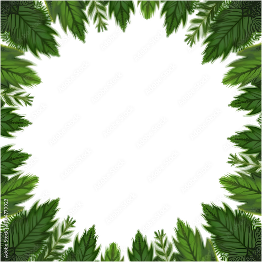 Green tree border, green leaves border frame transparent background Green tree border, green leaves border frame transparent background